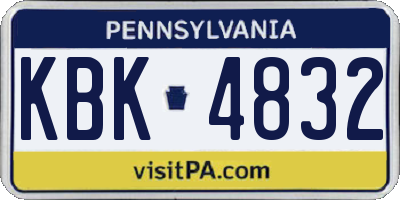 PA license plate KBK4832