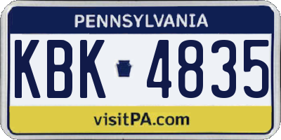 PA license plate KBK4835