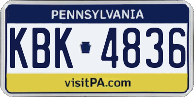 PA license plate KBK4836