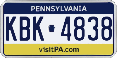 PA license plate KBK4838