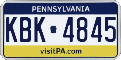 PA license plate KBK4845