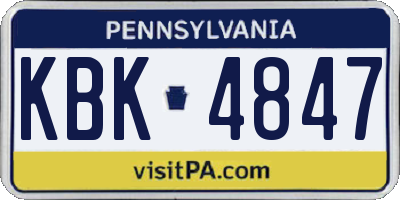 PA license plate KBK4847