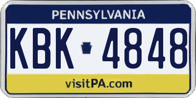 PA license plate KBK4848