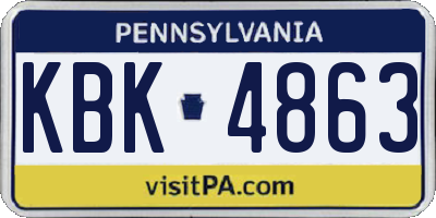 PA license plate KBK4863