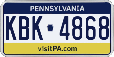 PA license plate KBK4868