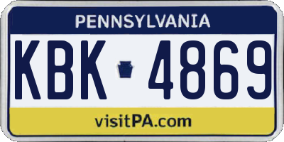 PA license plate KBK4869