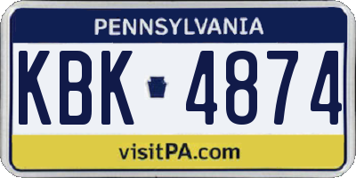 PA license plate KBK4874