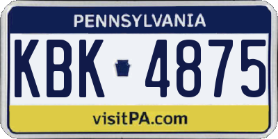 PA license plate KBK4875