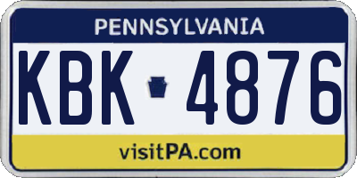PA license plate KBK4876
