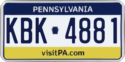 PA license plate KBK4881