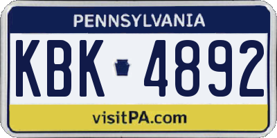 PA license plate KBK4892