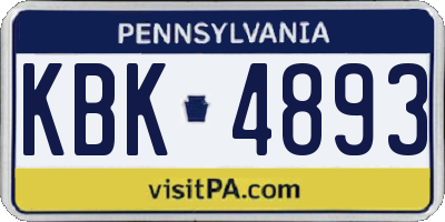 PA license plate KBK4893
