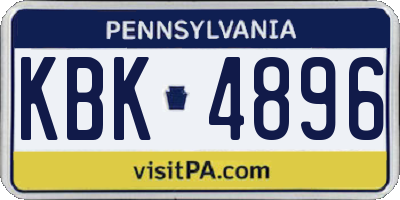 PA license plate KBK4896