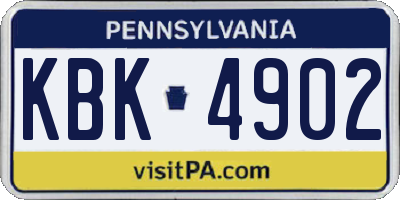 PA license plate KBK4902