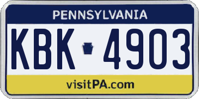 PA license plate KBK4903