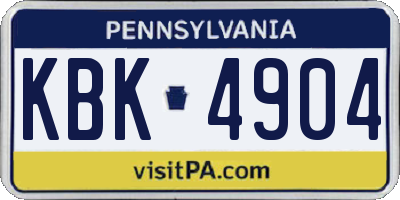 PA license plate KBK4904