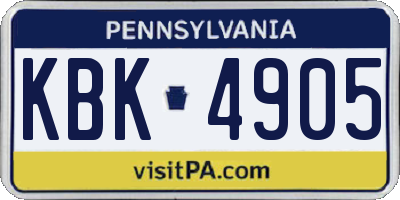 PA license plate KBK4905