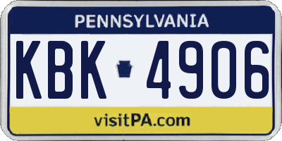 PA license plate KBK4906