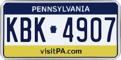 PA license plate KBK4907