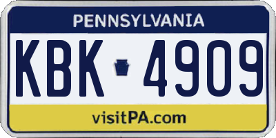 PA license plate KBK4909