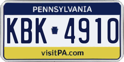 PA license plate KBK4910