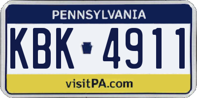 PA license plate KBK4911