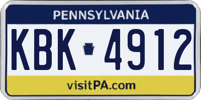 PA license plate KBK4912
