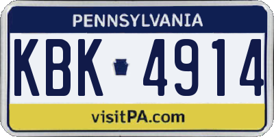 PA license plate KBK4914