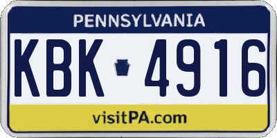 PA license plate KBK4916