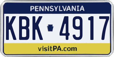 PA license plate KBK4917
