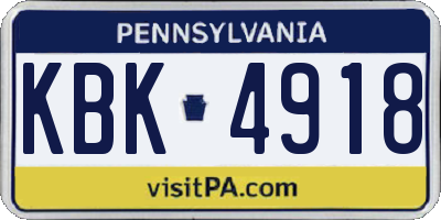PA license plate KBK4918