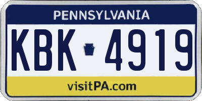 PA license plate KBK4919