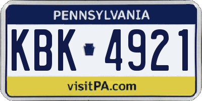 PA license plate KBK4921