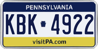 PA license plate KBK4922