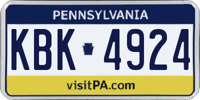 PA license plate KBK4924