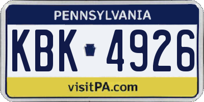 PA license plate KBK4926