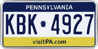 PA license plate KBK4927