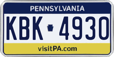 PA license plate KBK4930