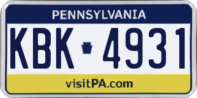PA license plate KBK4931