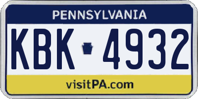 PA license plate KBK4932