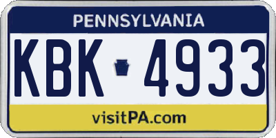 PA license plate KBK4933