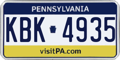 PA license plate KBK4935