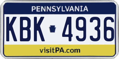PA license plate KBK4936
