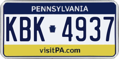PA license plate KBK4937
