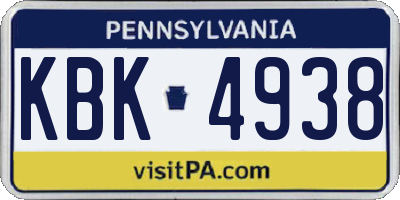 PA license plate KBK4938