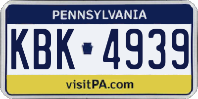 PA license plate KBK4939