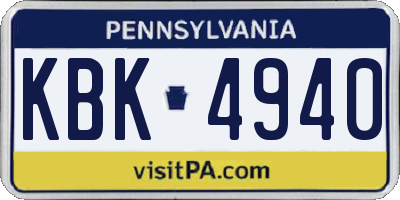 PA license plate KBK4940