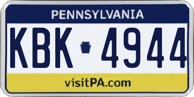 PA license plate KBK4944