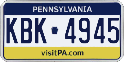 PA license plate KBK4945