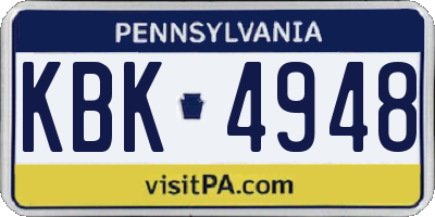 PA license plate KBK4948